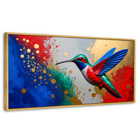 Cuadros Decorativos Canvas Revolution | Colibri Rocio Oro | Panoramico | Portada | Marco Madera