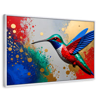 Cuadros Decorativos Canvas Revolution | Colibri Rocio Oro | Rectangular | Portada | Marco Blanco