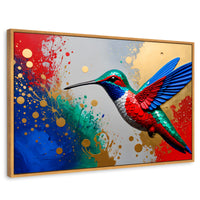 Cuadros Decorativos Canvas Revolution | Colibri Rocio Oro | Rectangular | Portada | Marco Madera