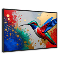 Cuadros Decorativos Canvas Revolution | Colibri Rocio Oro | Rectangular | Portada | Marco Negro