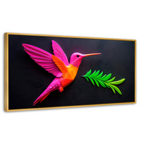 Cuadros Decorativos Canvas Revolution | Colibri Rosa Verde | Panoramico | Portada | Marco Madera