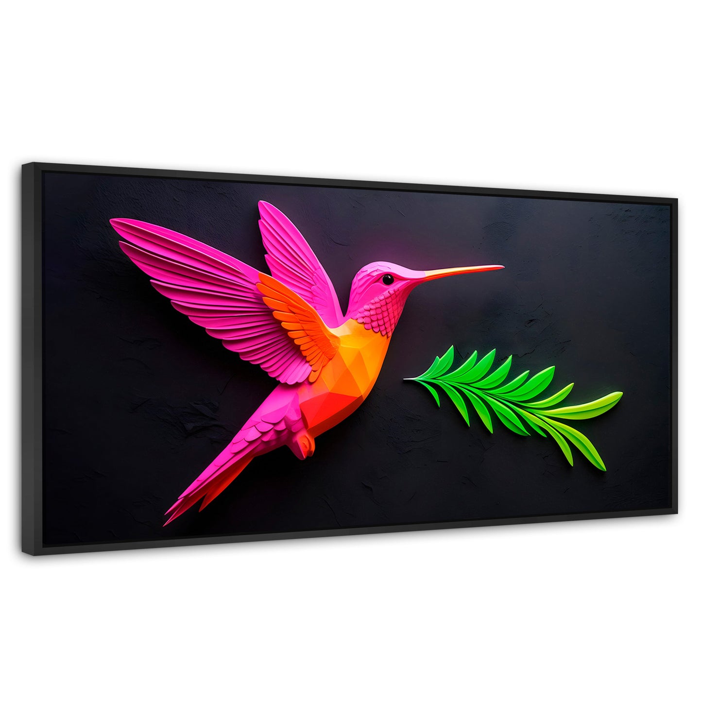 Cuadros Decorativos Canvas Revolution | Colibri Rosa Verde | Panoramico | Portada | Marco Plateado