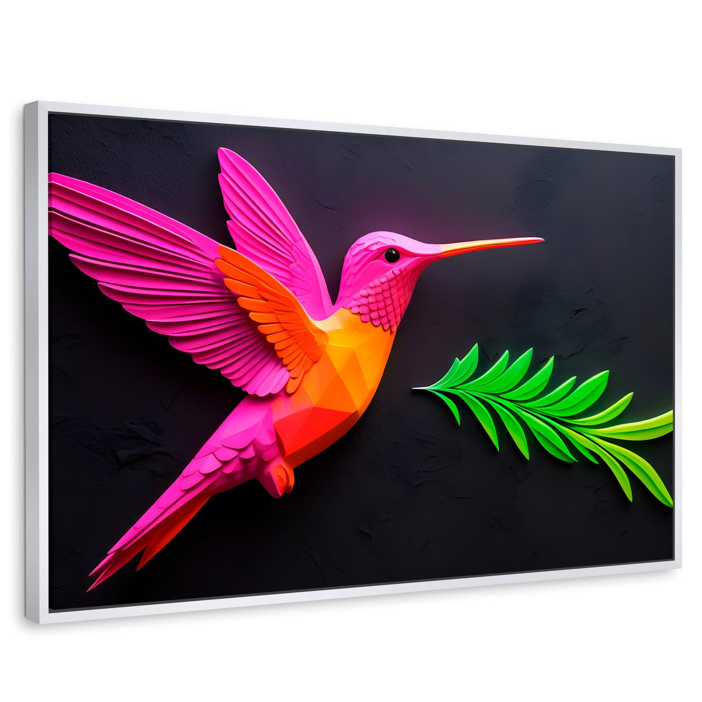 Cuadros Decorativos Canvas Revolution | Colibri Rosa Verde | Rectangular | Portada | Marco Blanco