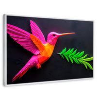 Cuadros Decorativos Canvas Revolution | Colibri Rosa Verde | Rectangular | Portada | Marco Blanco