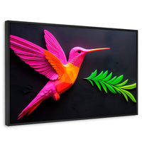 Cuadros Decorativos Canvas Revolution | Colibri Rosa Verde | Rectangular | Portada | Marco Negro