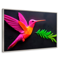 Cuadros Decorativos Canvas Revolution | Colibri Rosa Verde | Rectangular | Portada | Marco Plateado