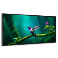 Cuadros Decorativos Canvas Revolution | Colibri Selvatico | Panoramico | Portada | Marco Plateado