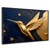Cuadros Decorativos Canvas Revolution | Colibri Sol Dorado | Rectangular | Portada | Marco Negro