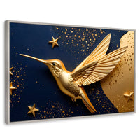 Cuadros Decorativos Canvas Revolution | Colibri Sol Dorado | Rectangular | Portada | Marco Plateado