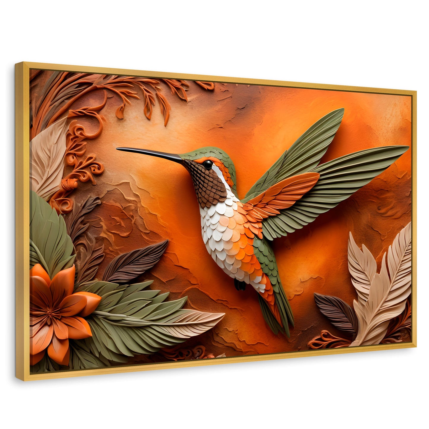 Cuadros Decorativos Canvas Revolution | Colibri Sublime | Rectangular | Portada | Marco Dorado