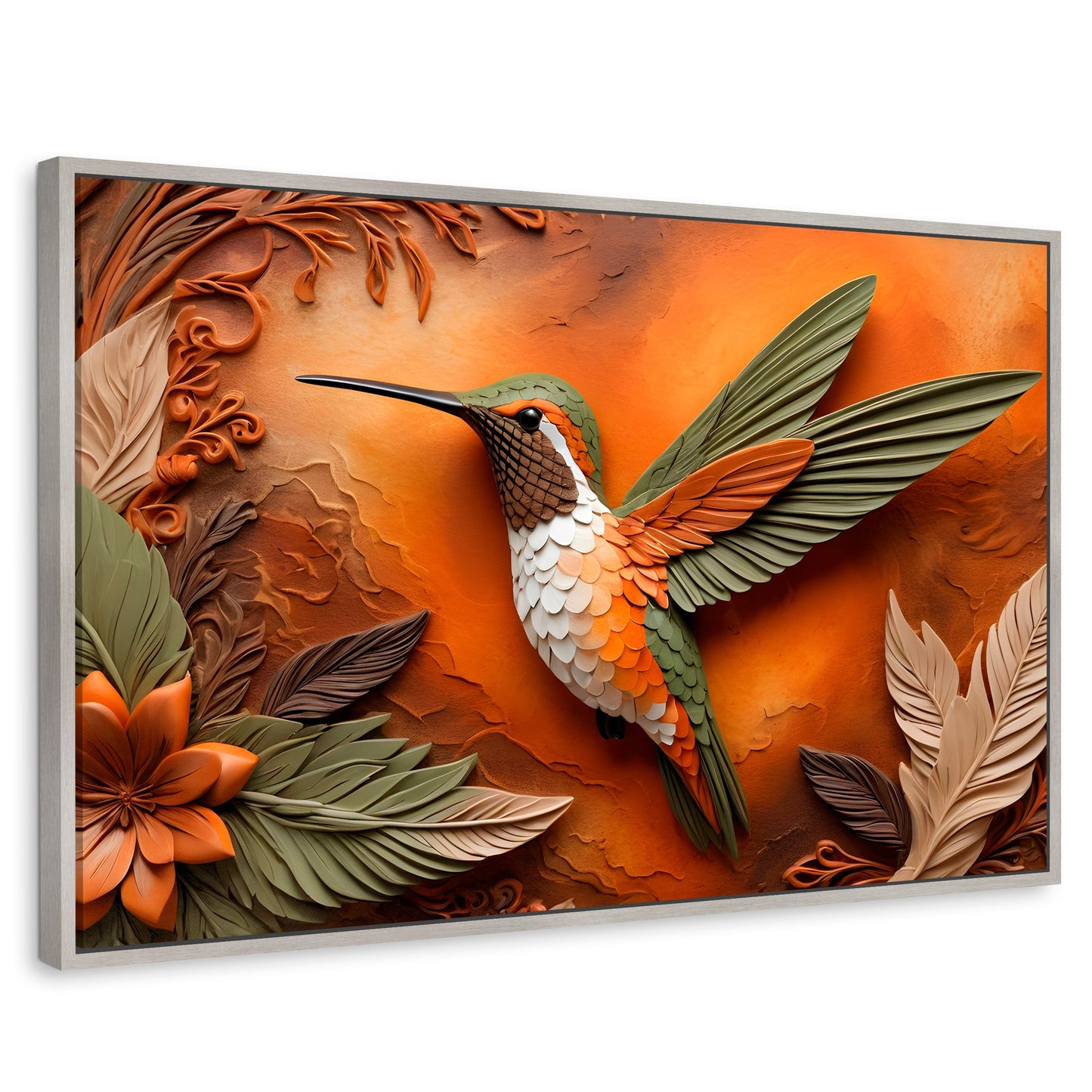 Cuadros Decorativos Canvas Revolution | Colibri Sublime | Rectangular | Portada | Marco Plateado