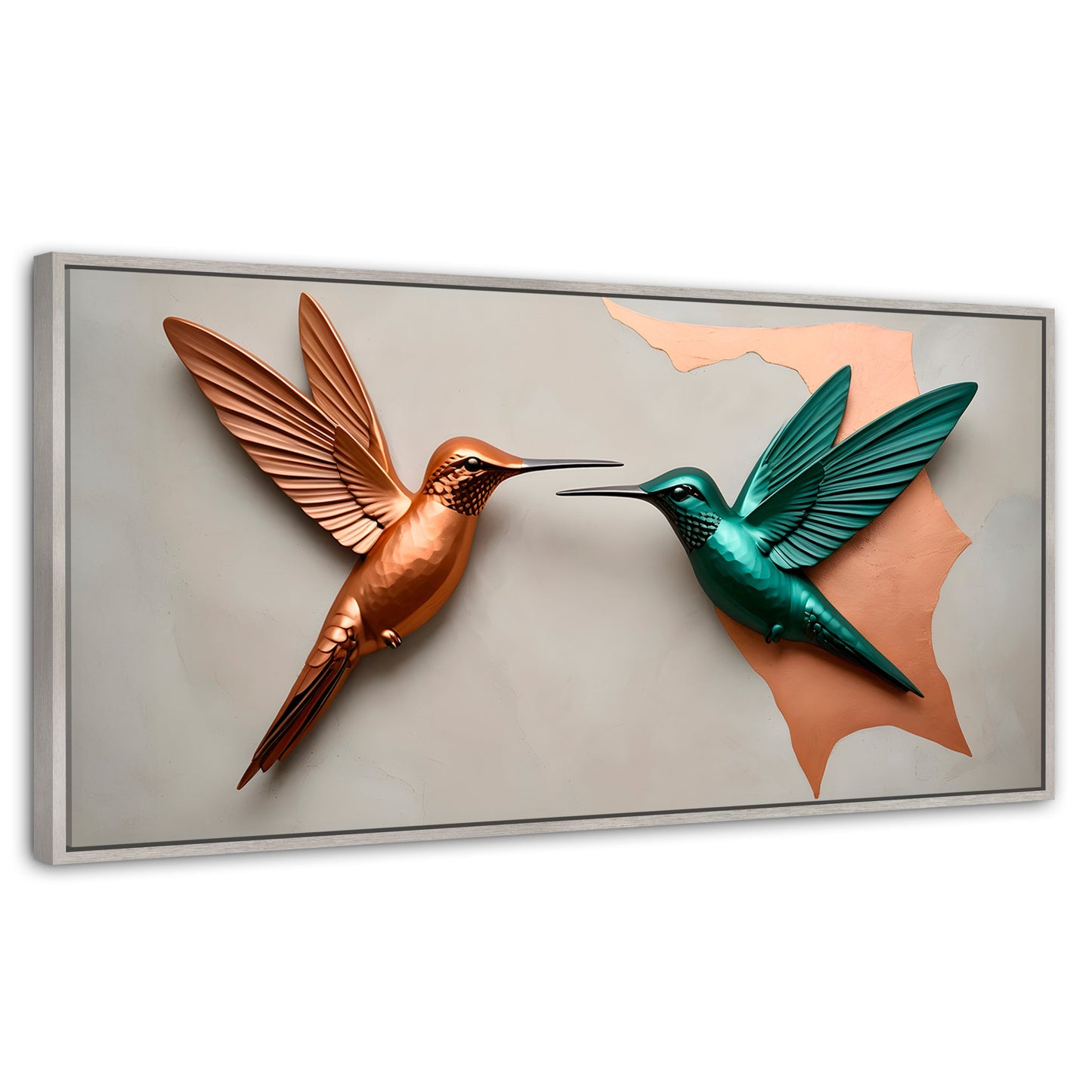 Cuadros Decorativos Canvas Revolution | Colibri Verde Cobre | Panoramico | Portada | Marco Blanco
