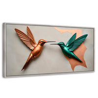 Cuadros Decorativos Canvas Revolution | Colibri Verde Cobre | Panoramico | Portada | Marco Blanco