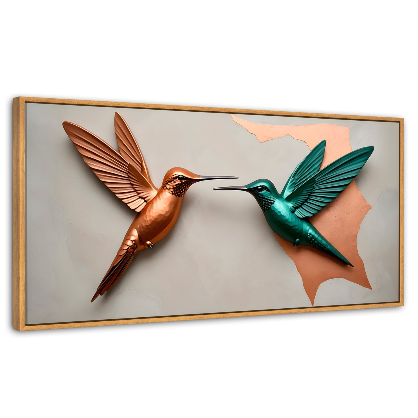 Cuadros Decorativos Canvas Revolution | Colibri Verde Cobre | Panoramico | Portada | Marco Negro