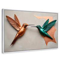 Cuadros Decorativos Canvas Revolution | Colibri Verde Cobre | Rectangular | Portada | Marco Blanco