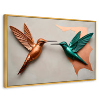 Cuadros Decorativos Canvas Revolution | Colibri Verde Cobre | Rectangular | Portada | Marco Dorado