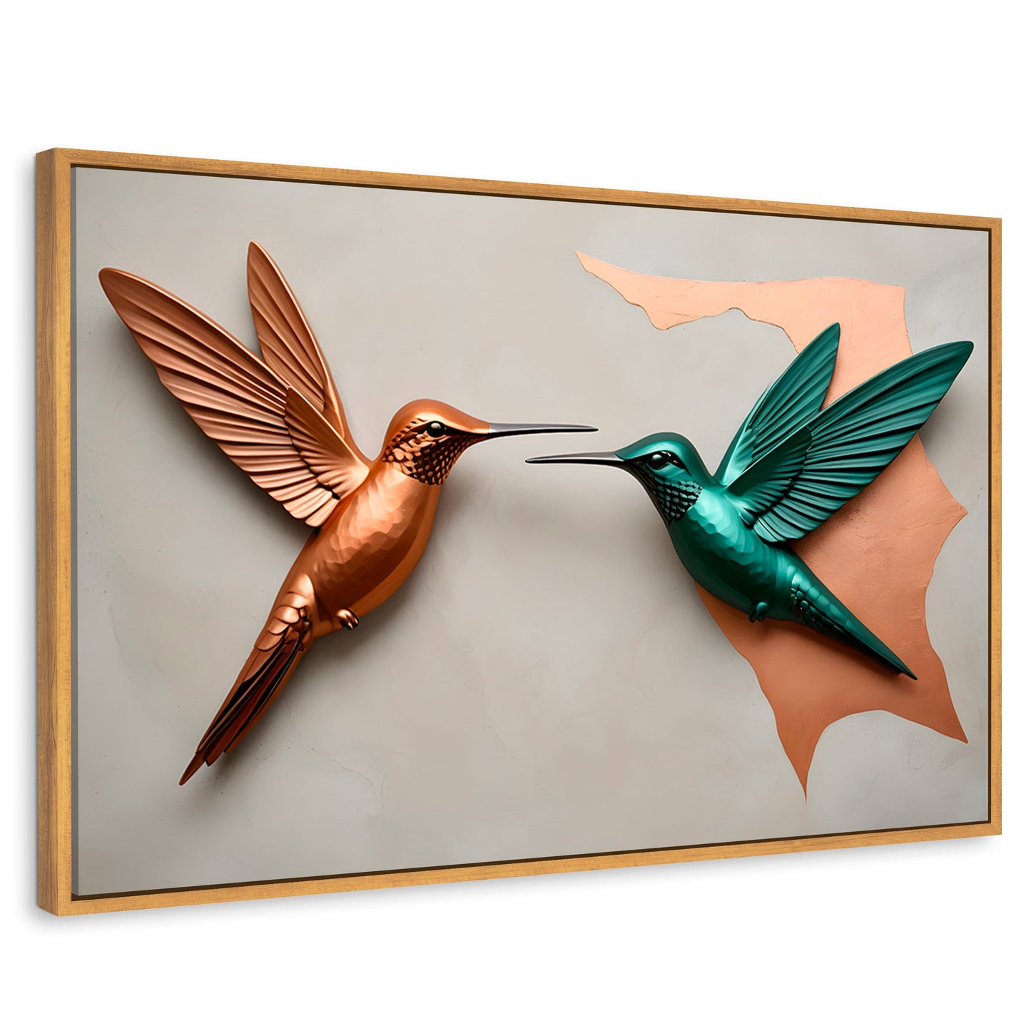 Cuadros Decorativos Canvas Revolution | Colibri Verde Cobre | Rectangular | Portada | Marco Madera