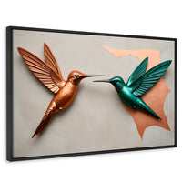 Cuadros Decorativos Canvas Revolution | Colibri Verde Cobre | Rectangular | Portada | Marco Negro