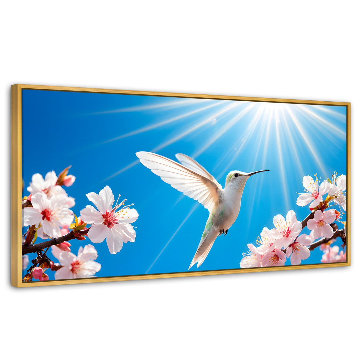 Cuadros Decorativos Canvas Revolution | Colibri Y Sol | Panoramico | Portada | Marco Madera