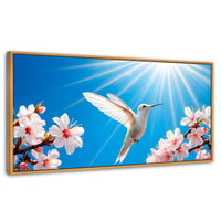 Cuadros Decorativos Canvas Revolution | Colibri Y Sol | Panoramico | Portada | Marco Negro