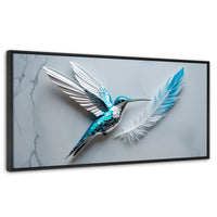 Cuadros Decorativos Canvas Revolution | Colibri Zafiro | Panoramico | Portada | Marco Plateado