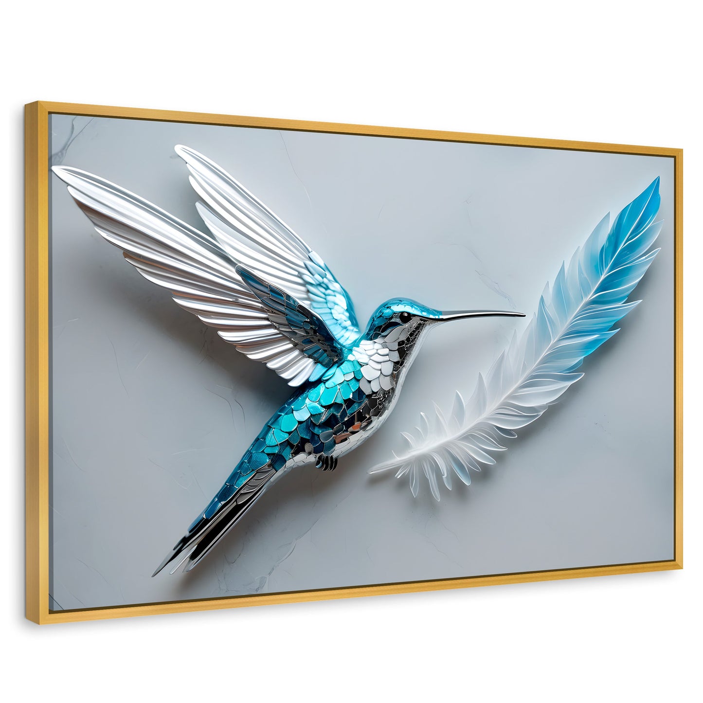 Cuadros Decorativos Canvas Revolution | Colibri Zafiro | Rectangular | Portada | Marco Dorado