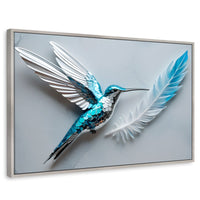 Cuadros Decorativos Canvas Revolution | Colibri Zafiro | Rectangular | Portada | Marco Plateado