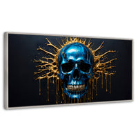Cuadros Decorativos Canvas Revolution | Craneo Azul Zafiro | Panoramico | Portada | Marco Blanco