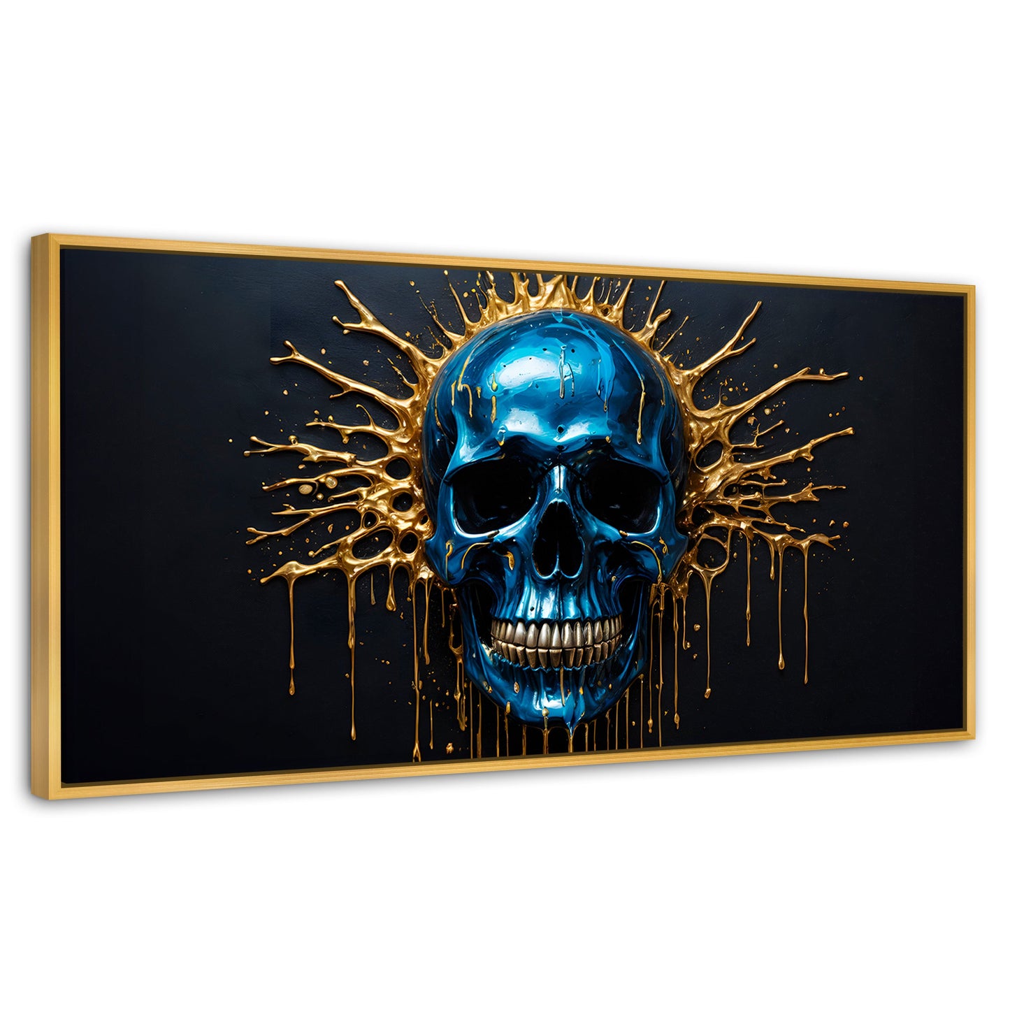 Cuadros Decorativos Canvas Revolution | Craneo Azul Zafiro | Panoramico | Portada | Marco Madera
