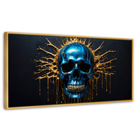 Cuadros Decorativos Canvas Revolution | Craneo Azul Zafiro | Panoramico | Portada | Marco Madera