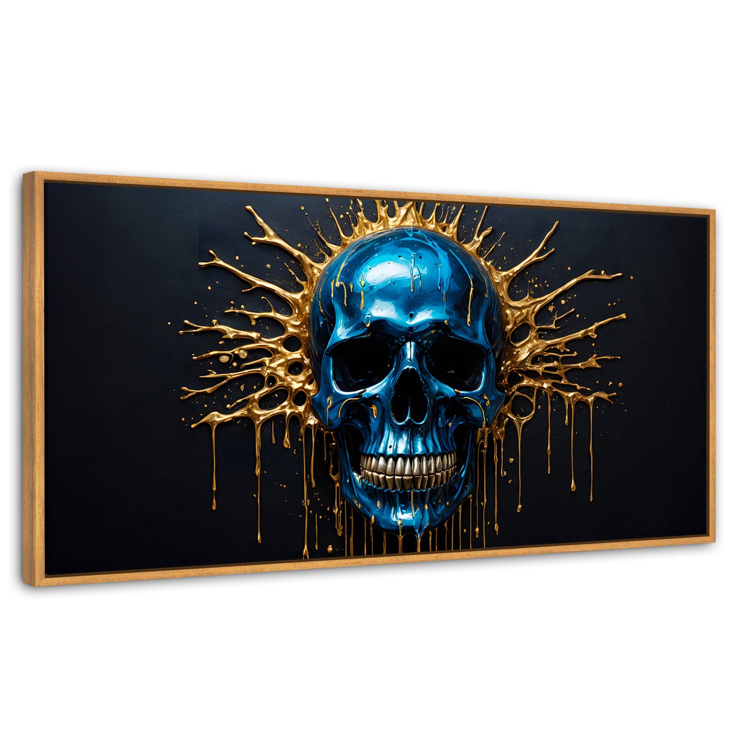Cuadros Decorativos Canvas Revolution | Craneo Azul Zafiro | Panoramico | Portada | Marco Negro
