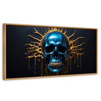 Cuadros Decorativos Canvas Revolution | Craneo Azul Zafiro | Panoramico | Portada | Marco Negro