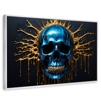 Cuadros Decorativos Canvas Revolution | Craneo Azul Zafiro | Rectangular | Portada | Marco Blanco