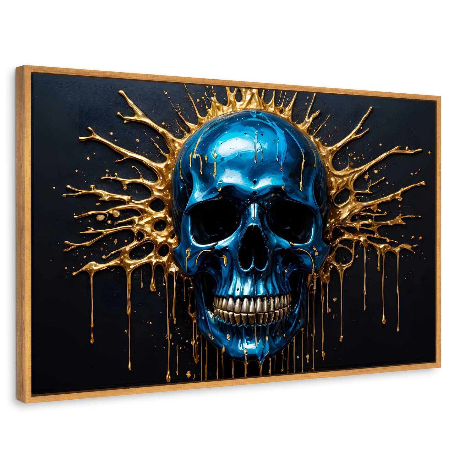 Cuadros Decorativos Canvas Revolution | Craneo Azul Zafiro | Rectangular | Portada | Marco Madera