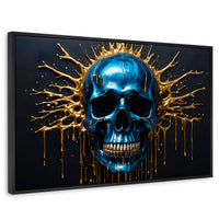 Cuadros Decorativos Canvas Revolution | Craneo Azul Zafiro | Rectangular | Portada | Marco Negro