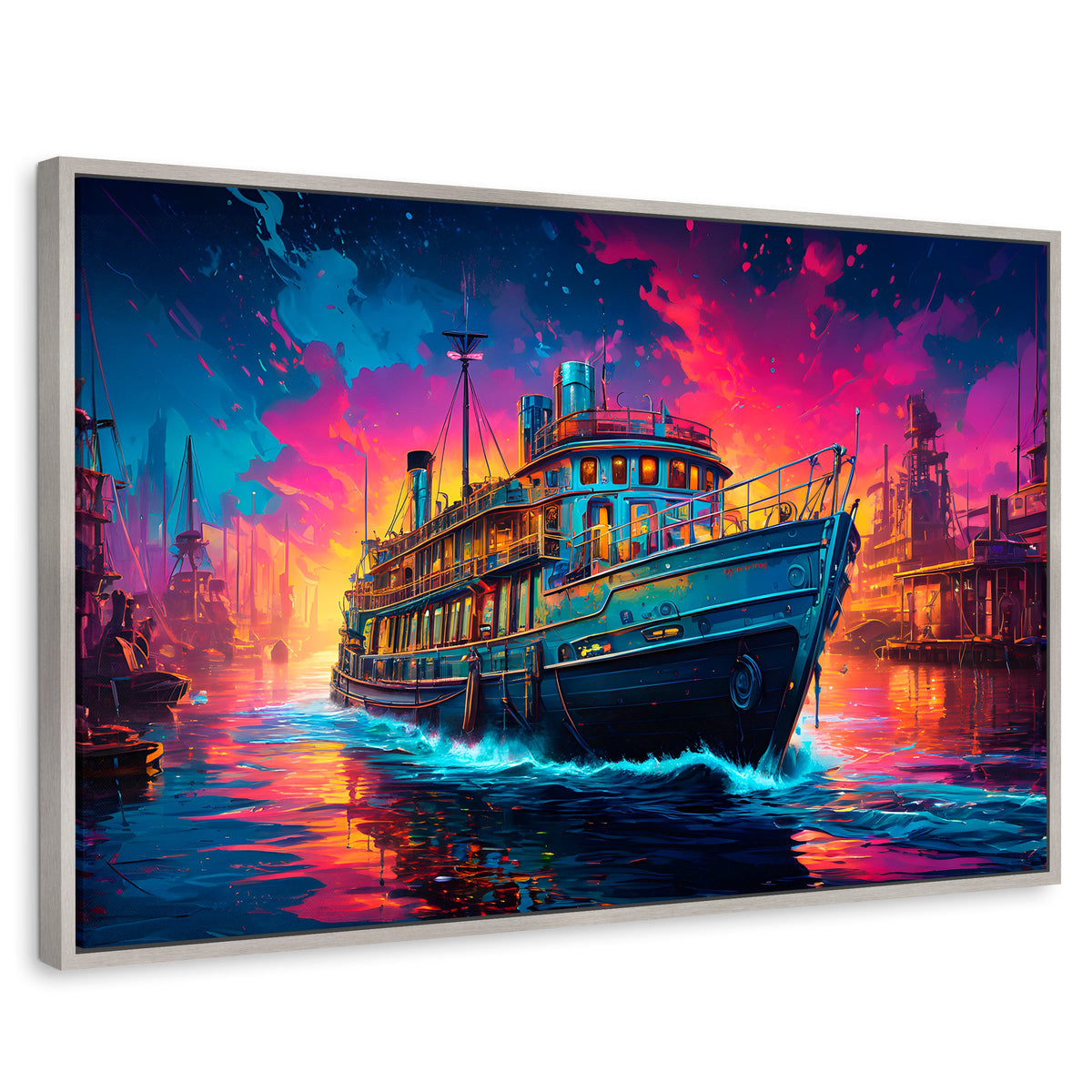 Cuadros Decorativos Canvas Revolution | Crepusculo Acuatico | Rectangular | Portada | Marco Plateado