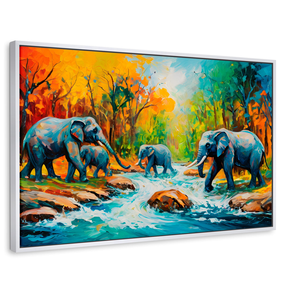 Cuadros Decorativos Canvas Revolution | Cruce Elefantes | Rectangular | Portada