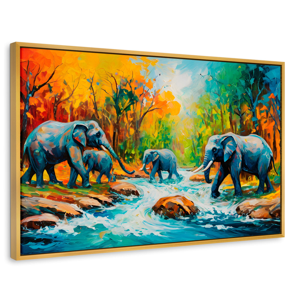 Cuadros Decorativos Canvas Revolution | Cruce Elefantes | Rectangular | Portada