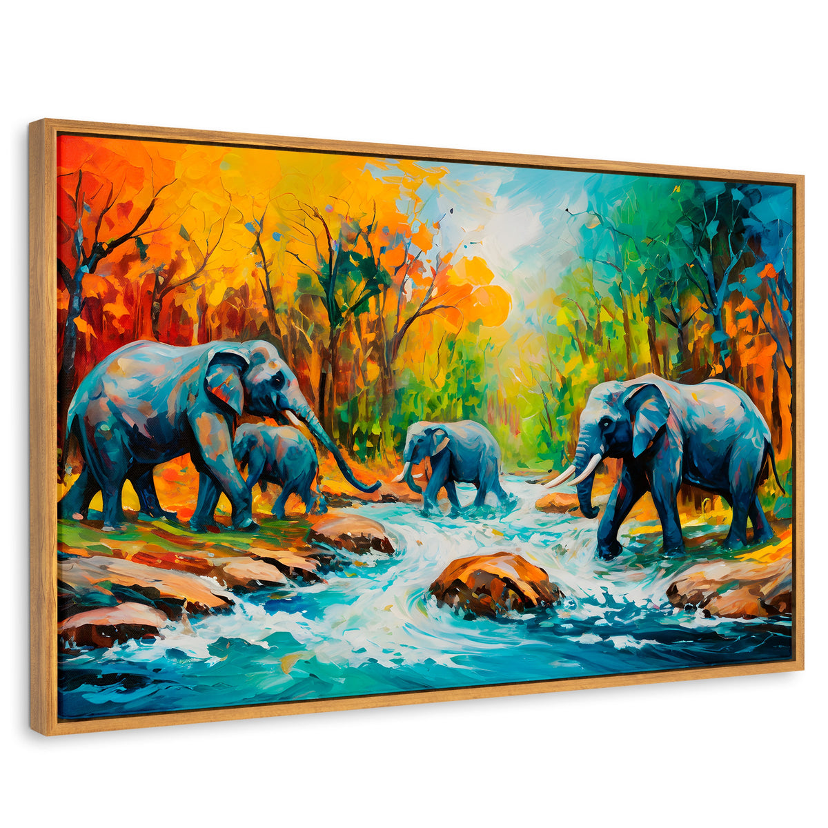 Cuadros Decorativos Canvas Revolution | Cruce Elefantes | Rectangular | Portada