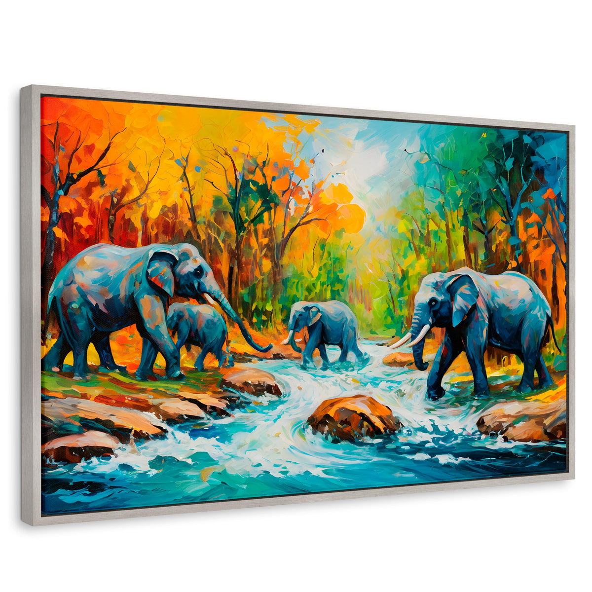 Cuadros Decorativos Canvas Revolution | Cruce Elefantes | Rectangular | Portada