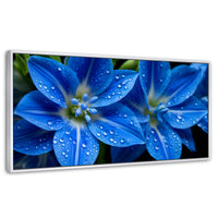 Cuadros Decorativos Canvas Revolution | Delphinium Azul | Panoramico | Portada | Marco Blanco