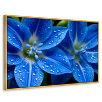 Cuadros Decorativos Canvas Revolution | Delphinium Azul | Rectangular | Portada | Marco Dorado