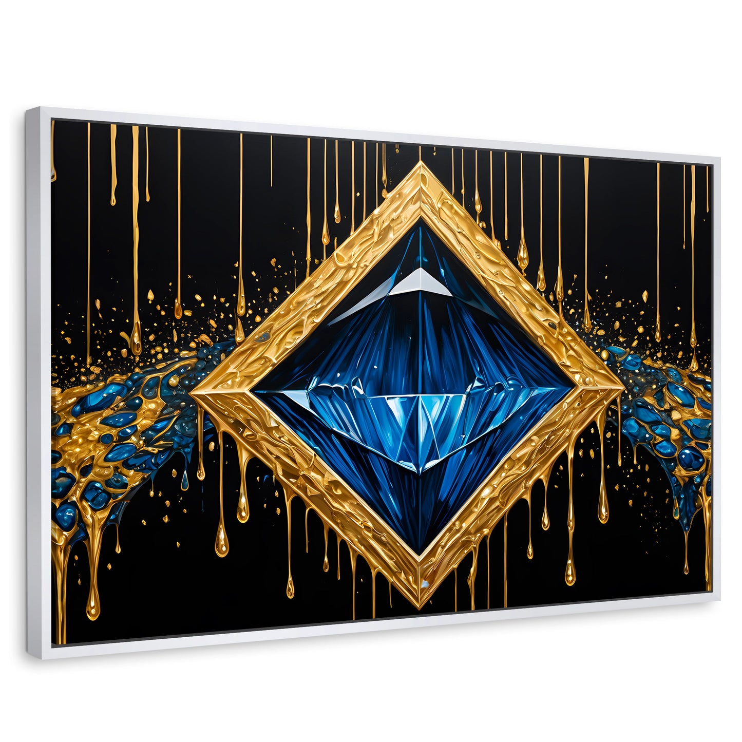 Cuadros Decorativos Canvas Revolution | Diamante Zafiro | Rectangular | Portada | Marco Blanco