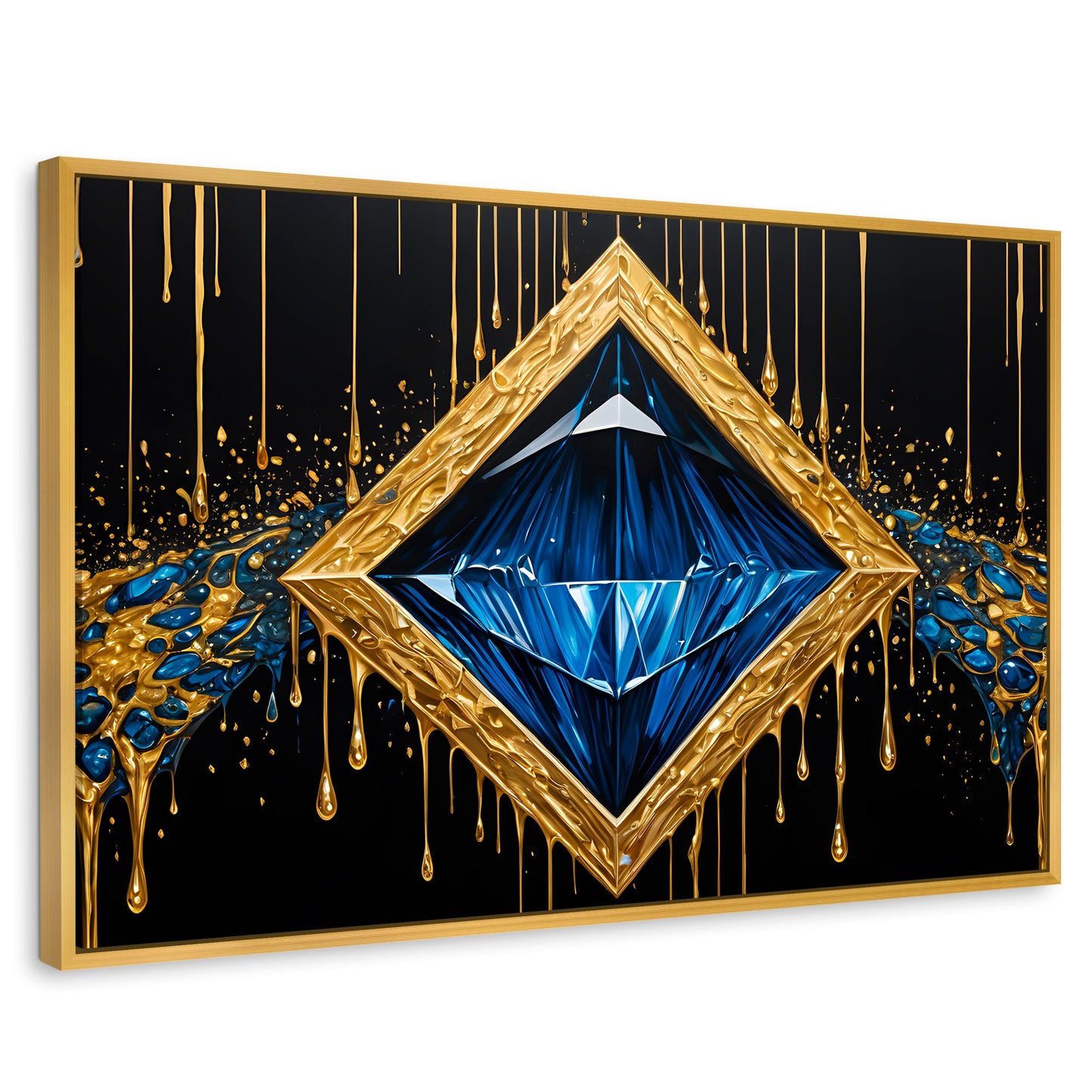Cuadros Decorativos Canvas Revolution | Diamante Zafiro | Rectangular | Portada | Marco Dorado