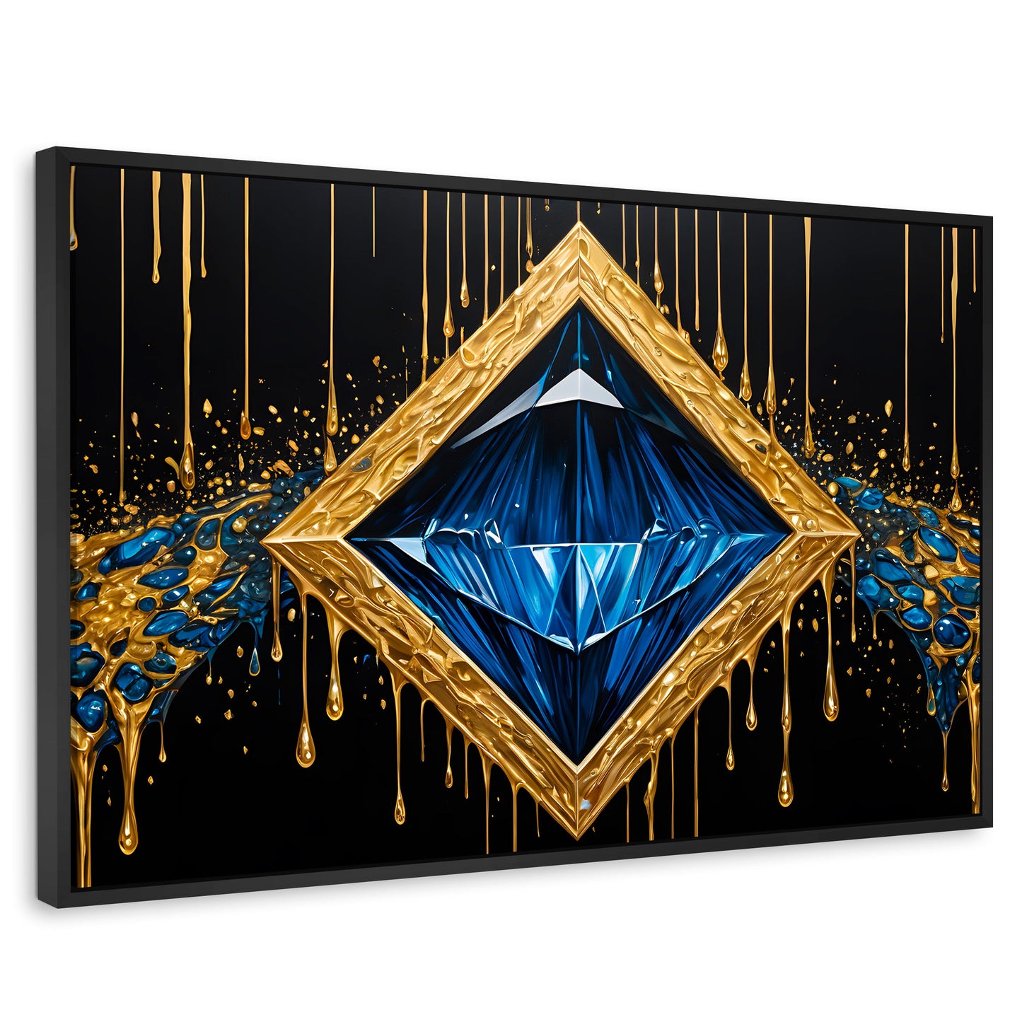 Cuadros Decorativos Canvas Revolution | Diamante Zafiro | Rectangular | Portada | Marco Negro