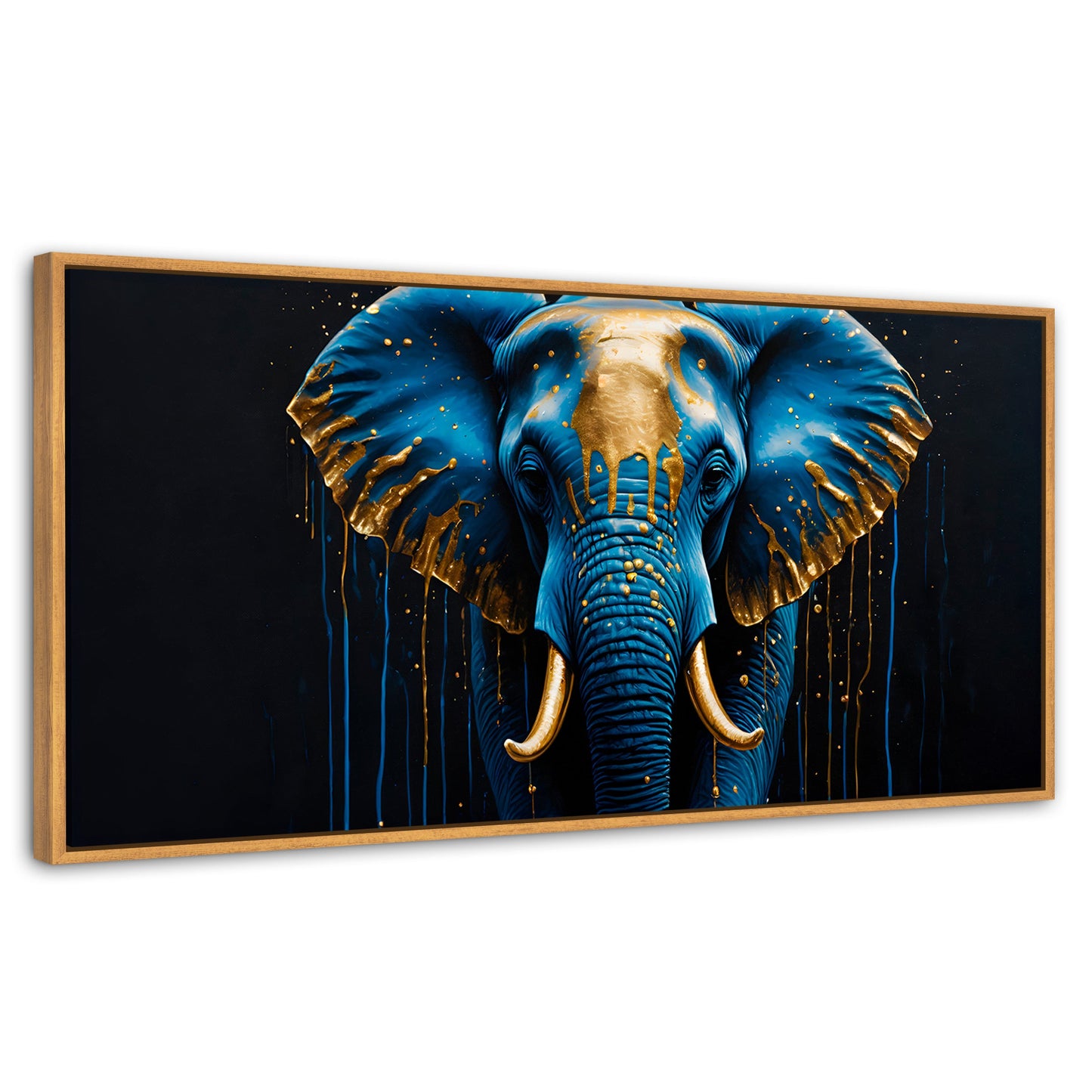 Cuadros Decorativos Canvas Revolution | Elefante Celestial | Panoramico | Portada | Marco Negro