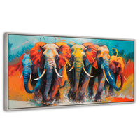 Cuadros Decorativos Canvas Revolution | Elefantes Corriendo | Panoramico | Portada
