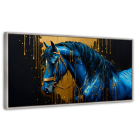 Cuadros Decorativos Canvas Revolution | Elegancia Azul Oro | Panoramico | Portada | Marco Blanco