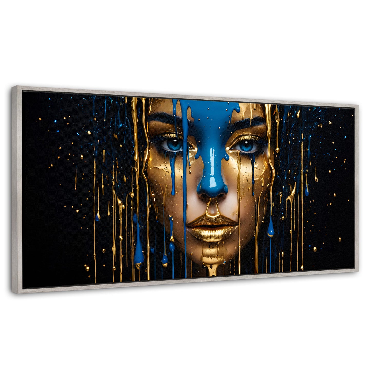 Cuadros Decorativos Canvas Revolution | Elegancia Liquida | Panoramico | Portada | Marco Plateado