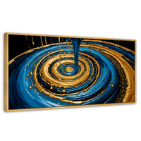 Cuadros Decorativos Canvas Revolution | Elegancia Oro Azul | Panoramico | Portada | Marco Madera